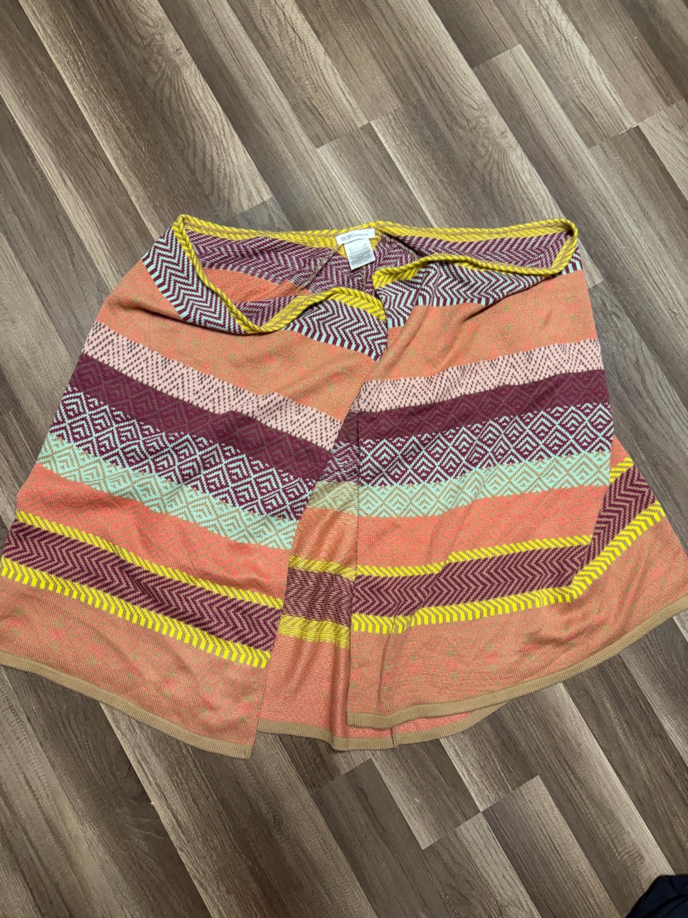 BCBGeneration Geometric Knit Shawl Wrap Boho Open Front One Size